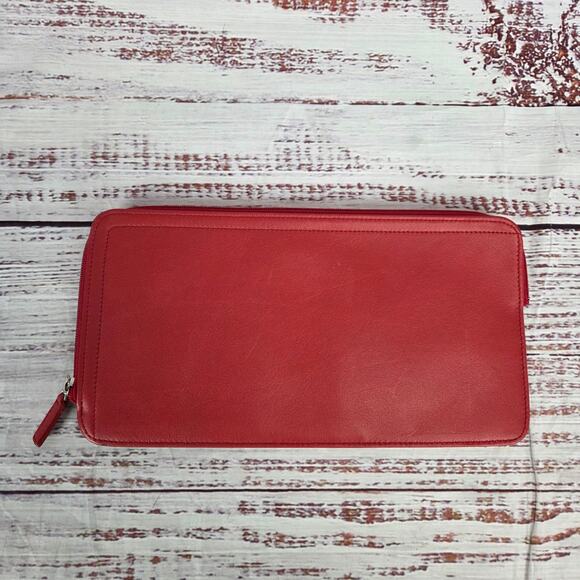 Levenger Red Fine Leather Card Pocket Case ID Holder Casual Office Business Work - Picture 2 of 8